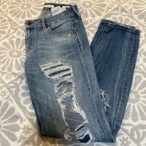 Guess Blue Distressed Straight Leg Jeans